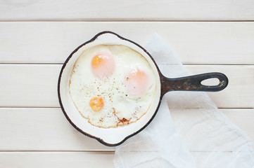 Fried egg in the frying pan
