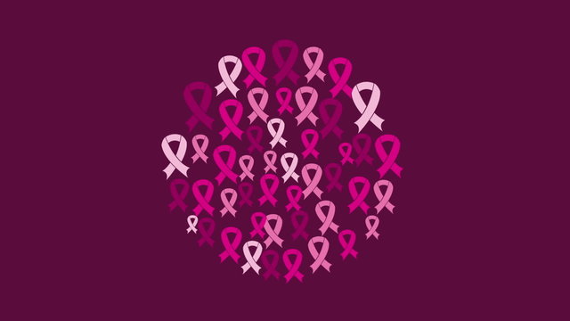 Pink ribbons icon, Video animation, HD 1080