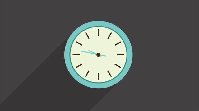 Clock on gray background, Video animation, HD 1080