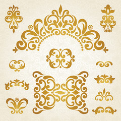 Vector set with ornament in Victorian style.