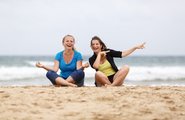 Girls having fun at the beach