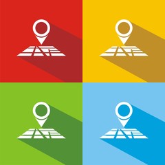 Iconos mapa ubicaci&oacute;n colores sombra