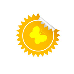 sticker butterfly yellow vector
