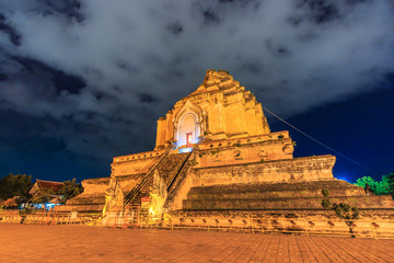 Ancient pagoda at Wat Chedi Luang in Chiangmai province Thailand