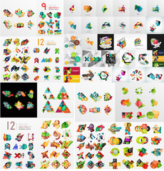 Fototapeta na wymiar Super mega set of abstract geometric paper graphic layouts