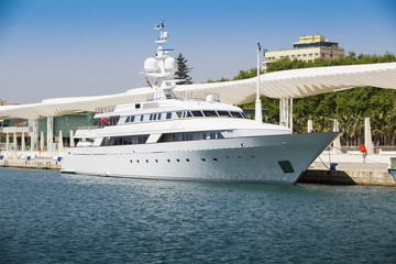 Luxury Yacht at port of Malaga, Andalusia, Spain.