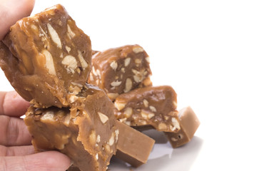 tender slices of sweet sherbet with nuts