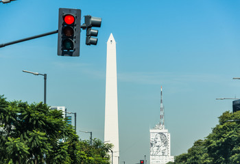 Buenos Aires City, Argentina Obelisco and Evita Peron Monument.