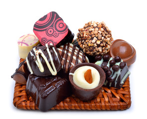 Chocolate sweets isolated on white