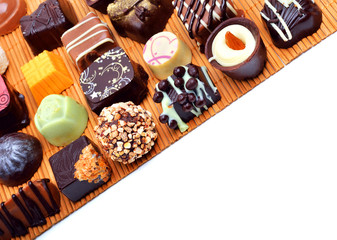 Chocolate sweets isolated on white