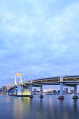 Fototapeta na wymiar Twilight Tokyo landmarks,Tokyo Rainbow bridge