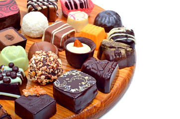 Chocolate sweets isolated on white