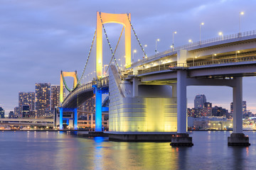 Fototapeta na wymiar Twilight Tokyo landmarks,Tokyo Rainbow bridge