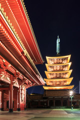 Fototapeta na wymiar Sensoji-ji Red Japanese Temple in Asakusa