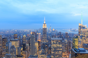 Fototapeta na wymiar New York City skyline with urban skyscrapers