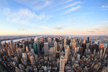 Beautiful New York City skyline with urban skyscrapers