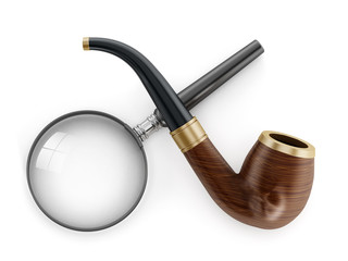 Classic Pipe and Magnifying Glass