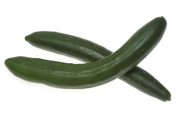 Two cucumbers isolated on white background.