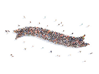 people in the form of ribbons.