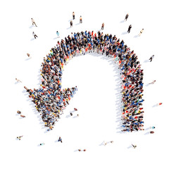 People in the form of arrows.