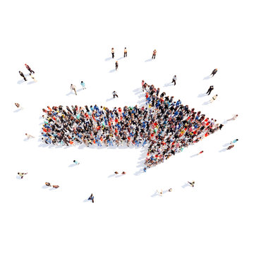 People in the form of arrows.