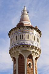 Fototapeta na wymiar Water tower in Barceloneta Park in Barcelona