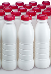 dairy products bottles with bright covers