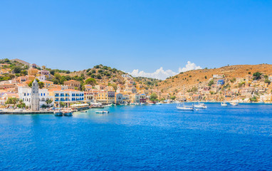 The capital of the island of Symi - Ano Symi. Greece