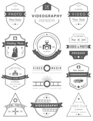 Vector set of badges Photography and Videography