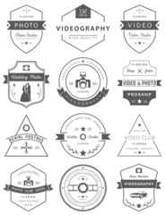 Vector set of badges Photography and Videography
