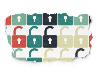 Security concept: Opened Padlock icons on Torn Paper background © Maksim Kabakou