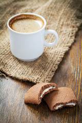 chocolate cookies and a cup of coffee