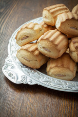 cookies with filling on a tray