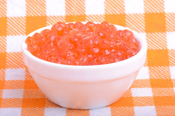 red caviar close up, healthy food concept