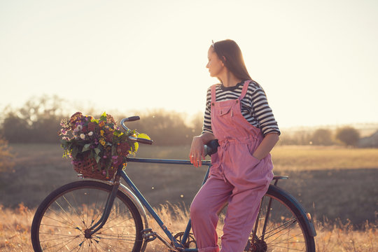 portrait of countryside woman biker