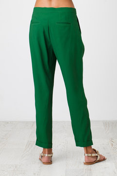 Woman in green pants