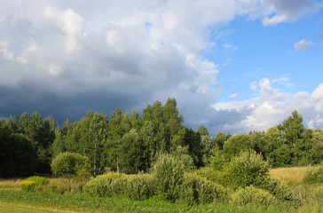 Fototapeta na wymiar Landscape before the storm in Latvia, East Europe