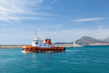 Tugboat in harbor of Montenegro © bigguns