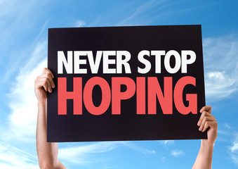 Never Stop Hoping card with sky background