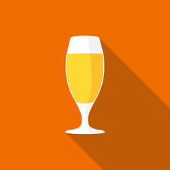 Flat design of glass of beer. Vector icon.