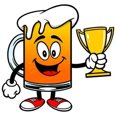 Beer Mascot with Trophy