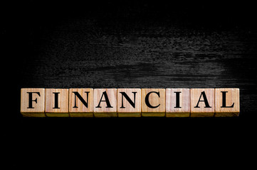 Word FINANCIAL isolated on black background