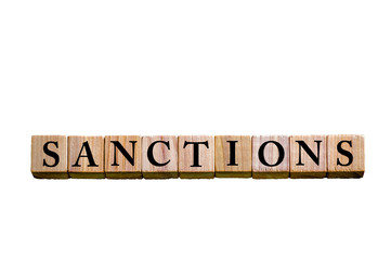 Word SANCTIONS isolated on white background