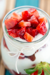Strawberries desert with cream