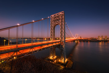 The George Washington Bridge spanning the Hudson River at twilig