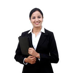 Young businesswoman holding file - 81640700