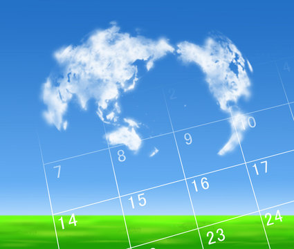 世界地図とカレンダー