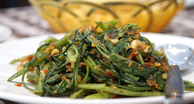 Stired fried morning glory with special suace
