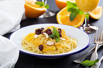 Dessert pasta with orange