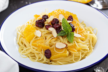 Dessert pasta with orange